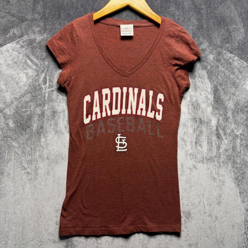 5TH & OCEAN T-Shirt Womens S Red Fitted Triblend Cardinals MLB Baseball